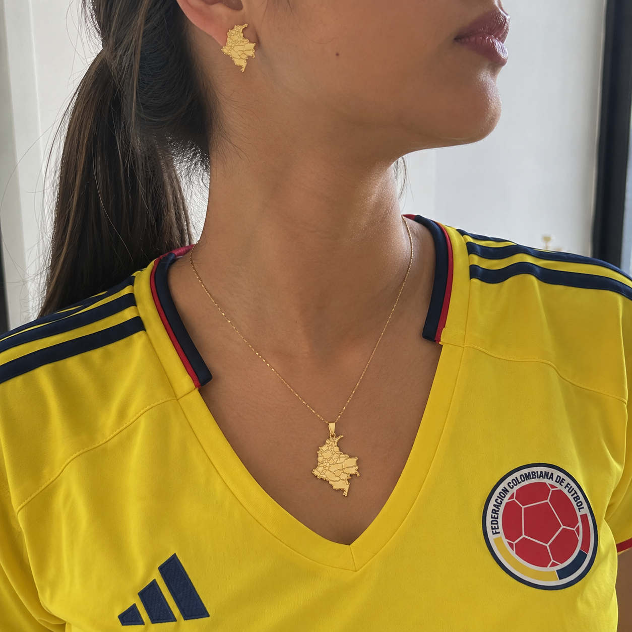 Set Mapa de Colombia Baño de Oro 18k 3