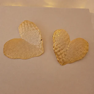 Aretes Grandes Corazón Baño en Oro