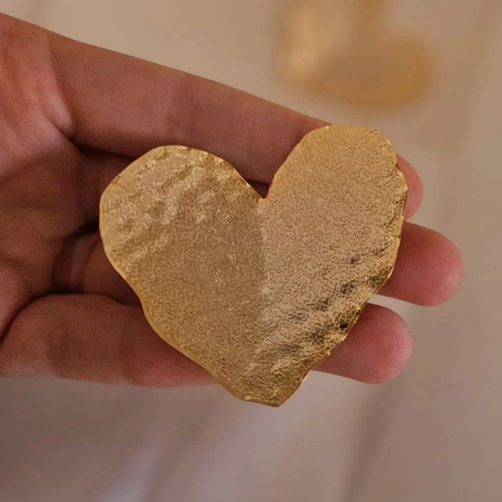 Aretes Grandes Corazón Baño en Oro 3