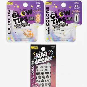 Kit 2 Uñas Postizas Glow L.A. Colors + Stickers Regalo