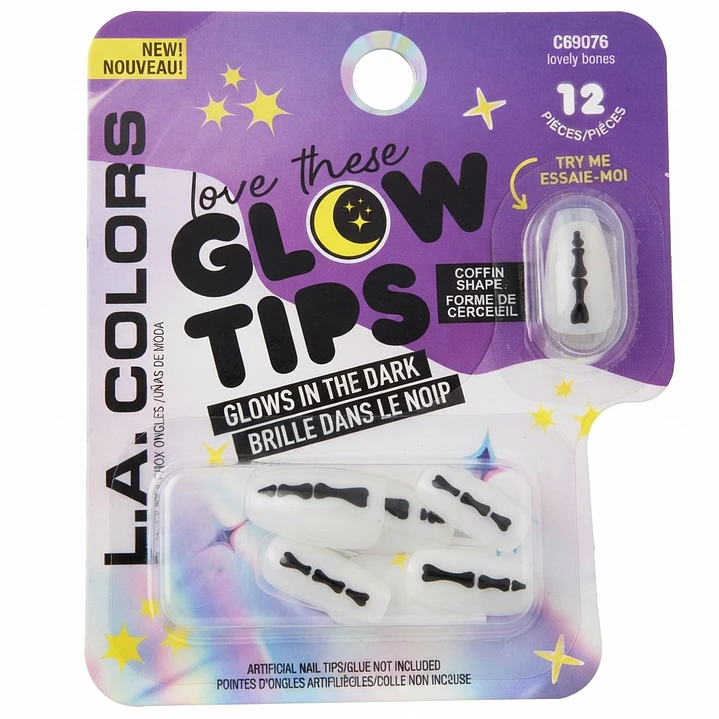 Kit 2 Uñas Postizas Glow L.A. Colors + Stickers Regalo 2
