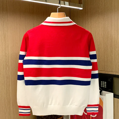 Suéter de punto largo a rayas para hombre