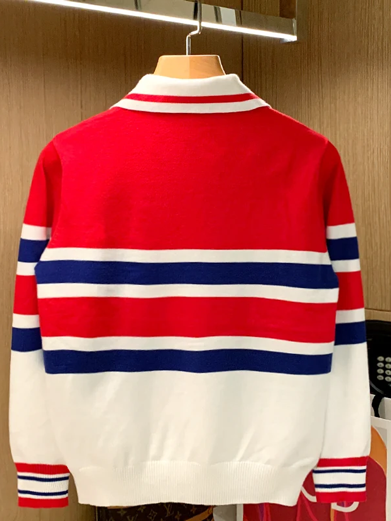 Suéter de punto largo a rayas para hombre 1