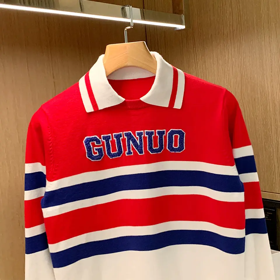 Suéter de punto largo a rayas para hombre 2