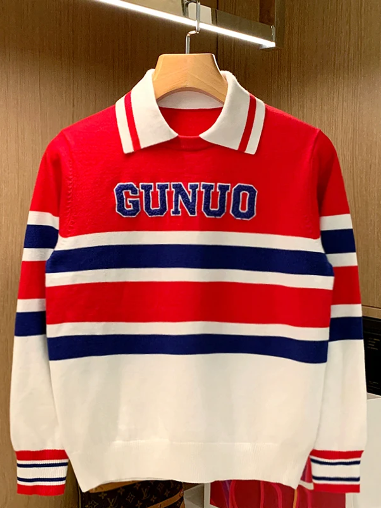 Suéter de punto largo a rayas para hombre 4