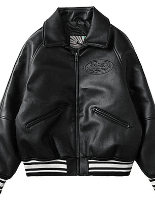 American New Fashion PU Leather Tide Brand Baseball Uniform Y2K Vintage Hip Hop Casual Loose Handsome Coat Men And Women