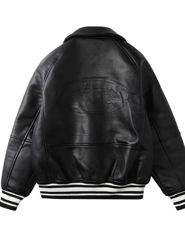 American New Fashion PU Leather Tide Brand Baseball Uniform Y2K Vintage Hip Hop Casual Loose Handsome Coat Men And Women 2