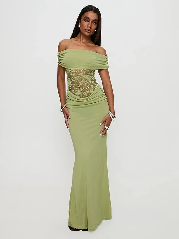 Vestido largo con hombros descubiertos 1