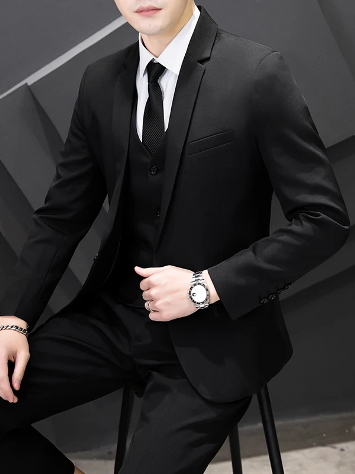 Conjunto de traje de tres piezas para hombre 4