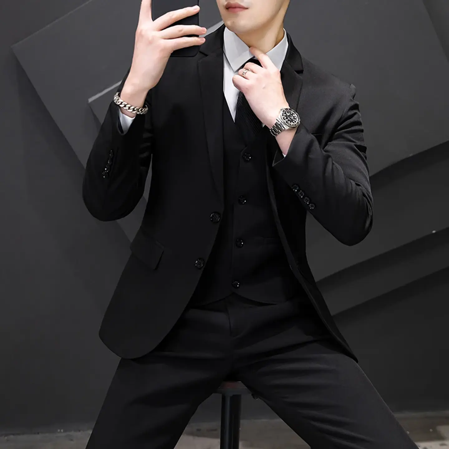 Conjunto de traje de tres piezas para hombre 9