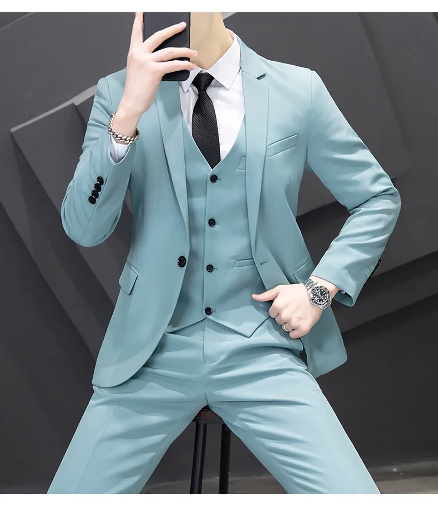 Conjunto de traje de tres piezas para hombre 16