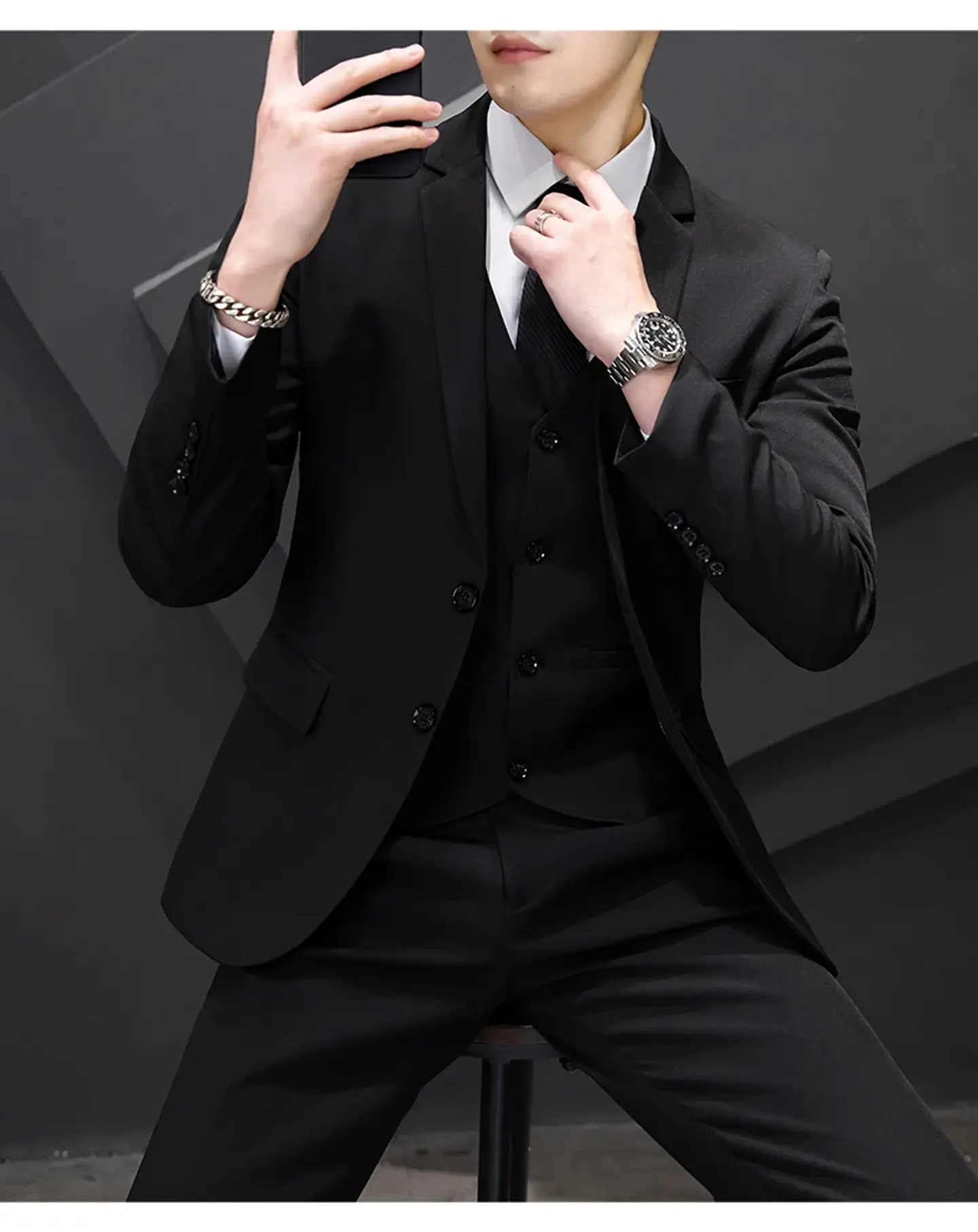 Conjunto de traje de tres piezas para hombre 24