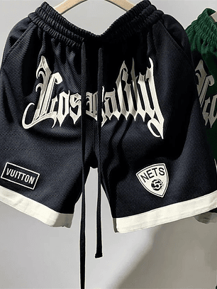 Pantalones cortos holgados informales con estampado de letras