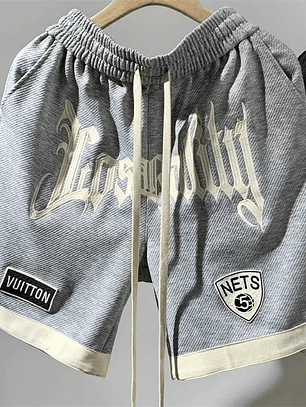 Pantalones cortos holgados informales con estampado de letras