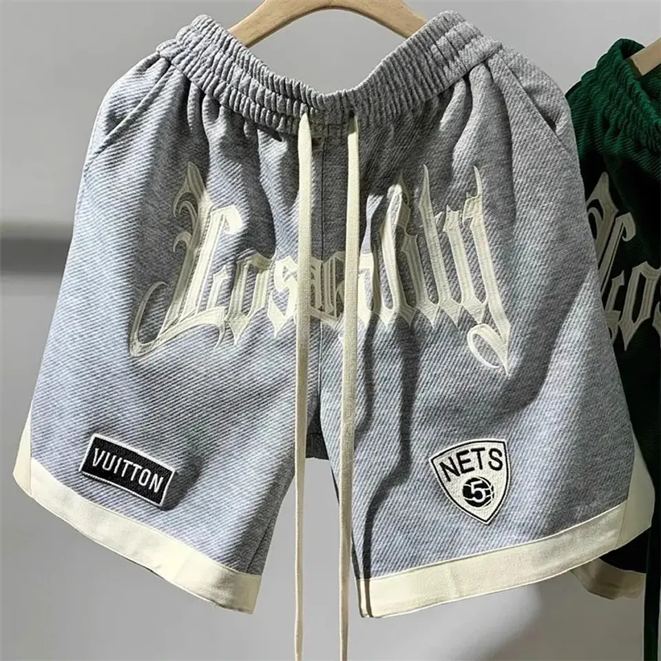 Pantalones cortos holgados informales con estampado de letras 2