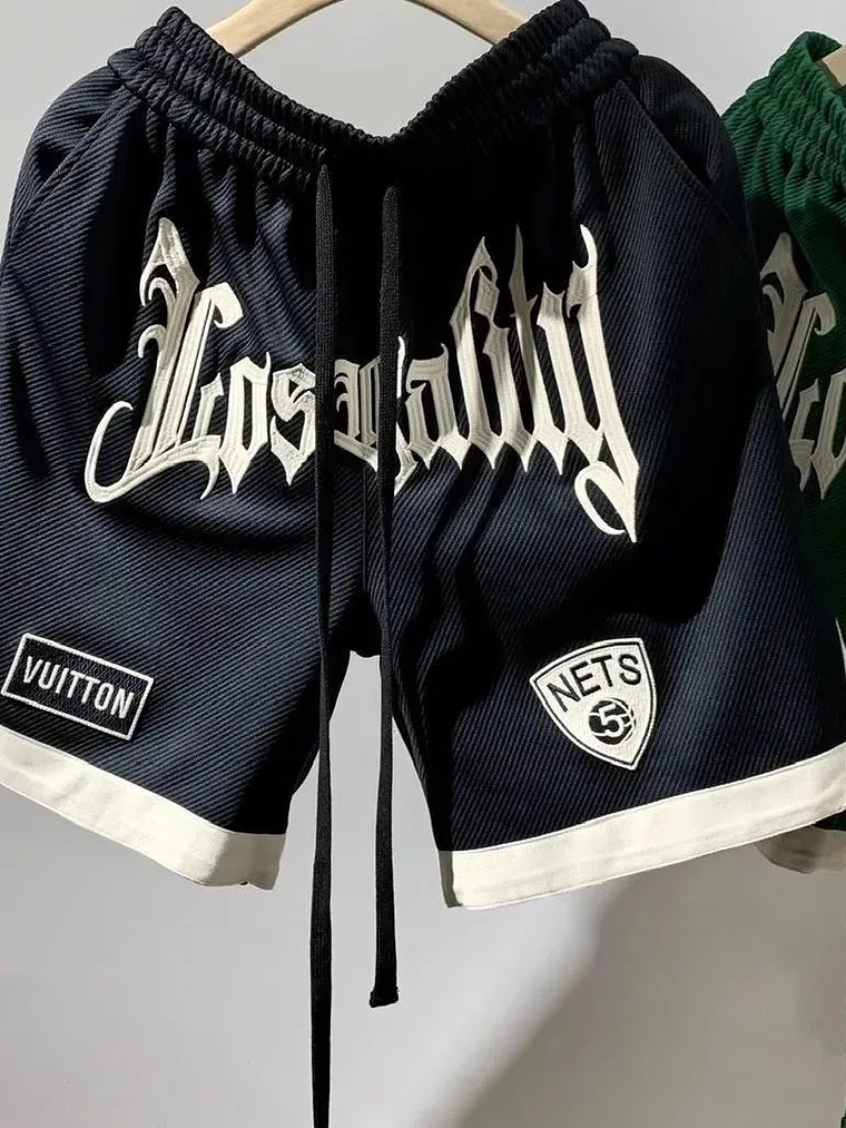 Pantalones cortos holgados informales con estampado de letras 7