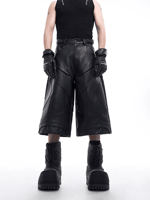 Pantalones cortos de piel sintética negra