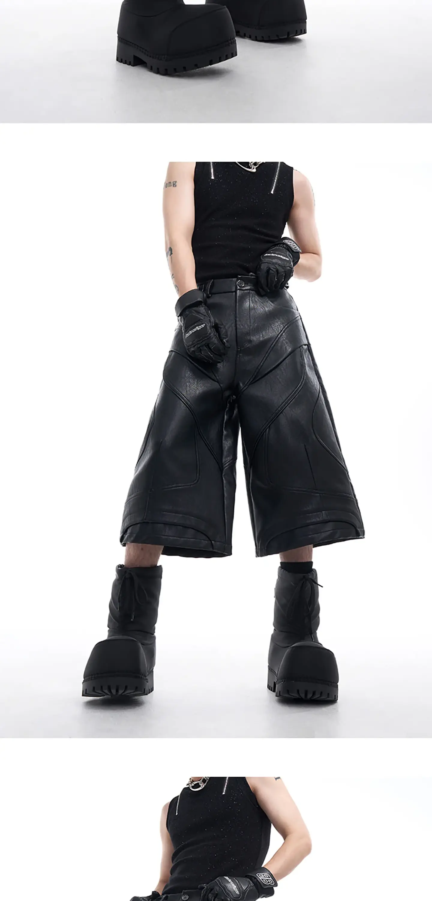 Pantalones cortos de piel sintética negra 9