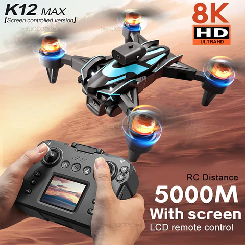 Minidron profesional K12 Max con cámara HD 8K, sistema de detección de obstáculos