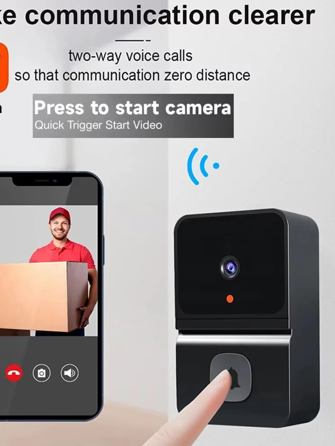 Timbres con vídeo WiFi Cámara inalámbrica Detección de movimiento PIR Alarma IR Seguridad Timbres inteligentes Intercomunicador WiFi 1