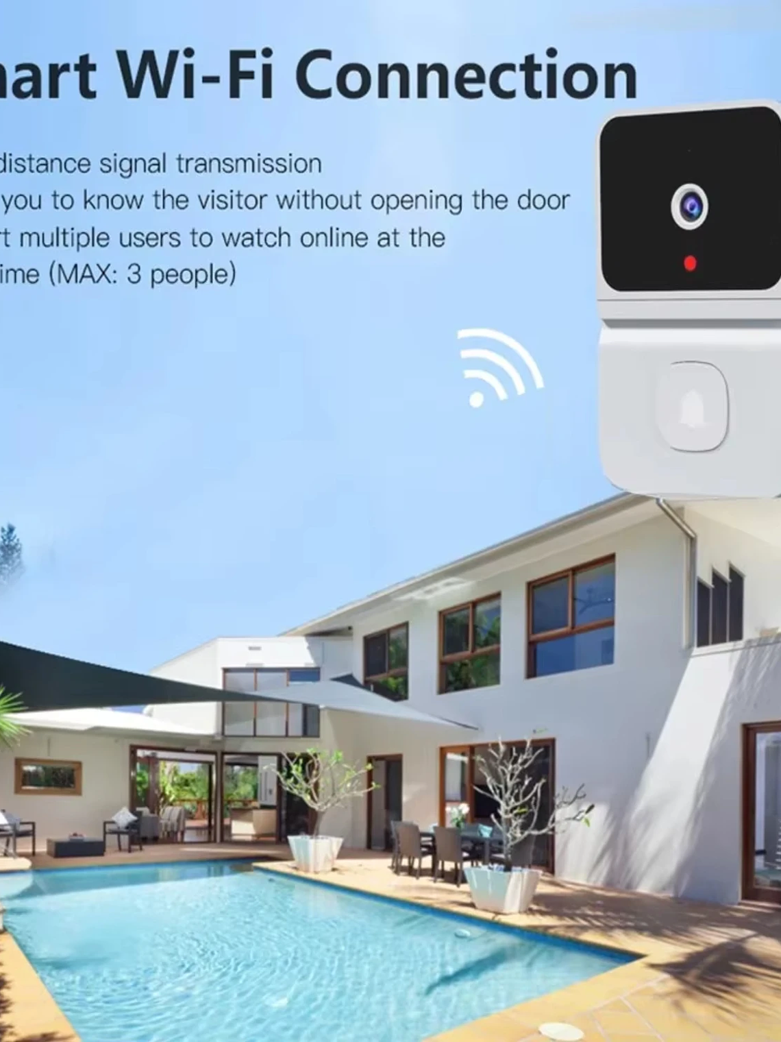 Timbres con vídeo WiFi Cámara inalámbrica Detección de movimiento PIR Alarma IR Seguridad Timbres inteligentes Intercomunicador WiFi 5