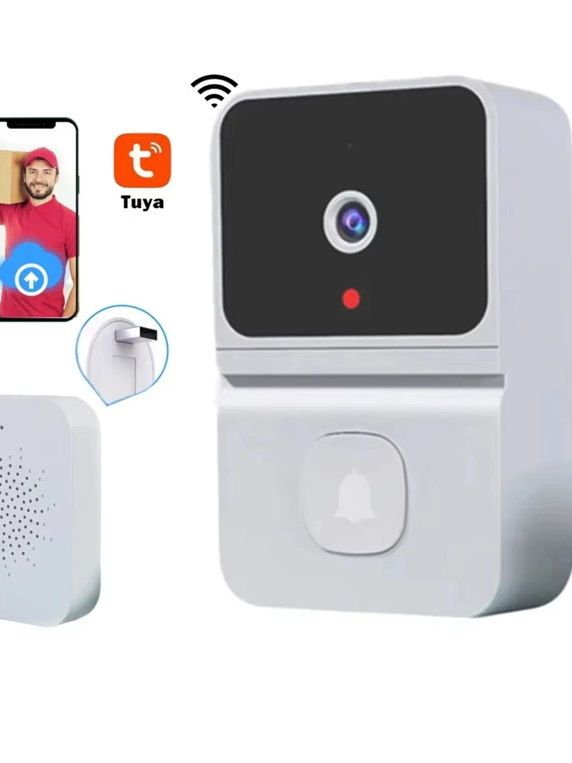 Timbres con vídeo WiFi Cámara inalámbrica Detección de movimiento PIR Alarma IR Seguridad Timbres inteligentes Intercomunicador WiFi 7