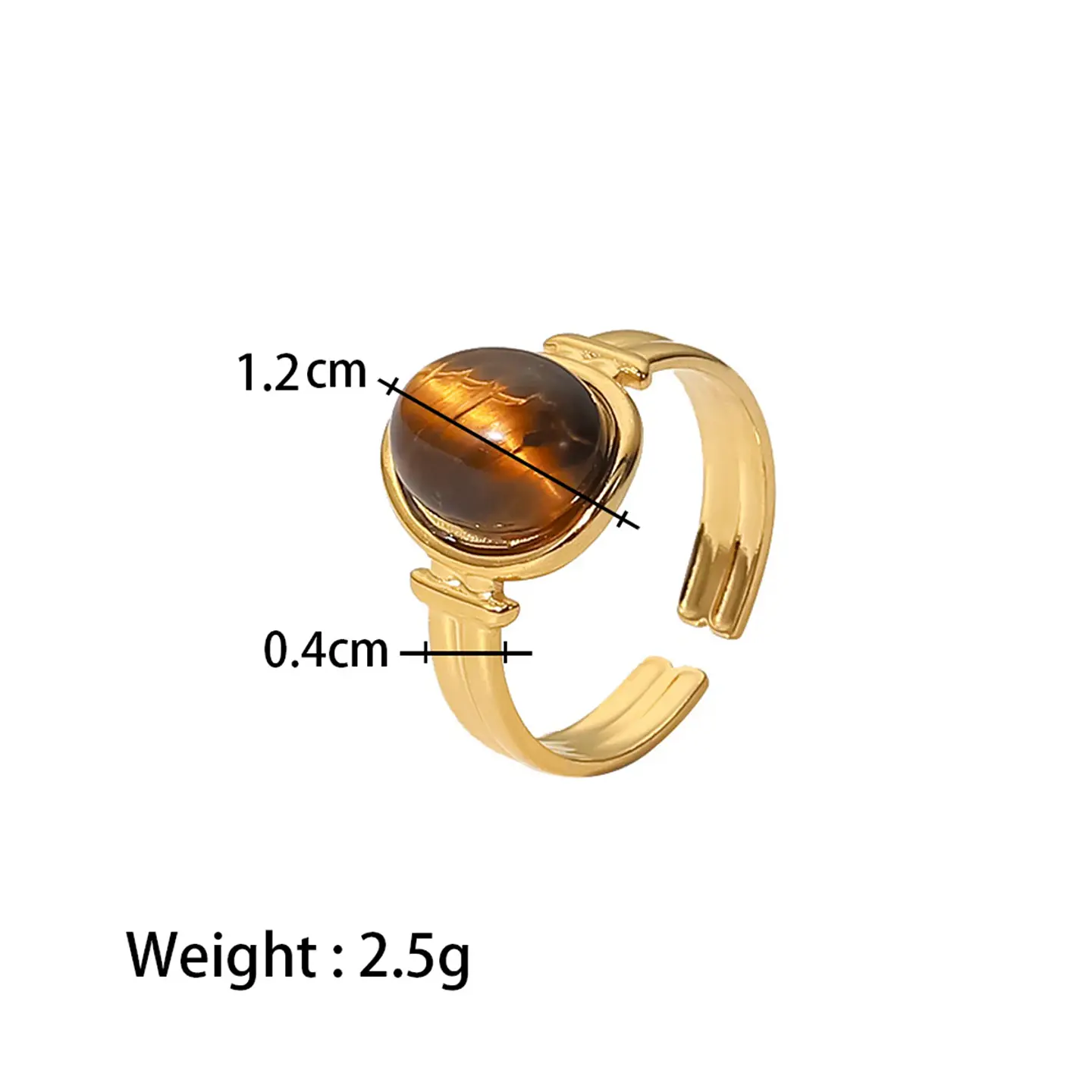 Anillo ovalado de piedra natural ojo de tigre vintage  8