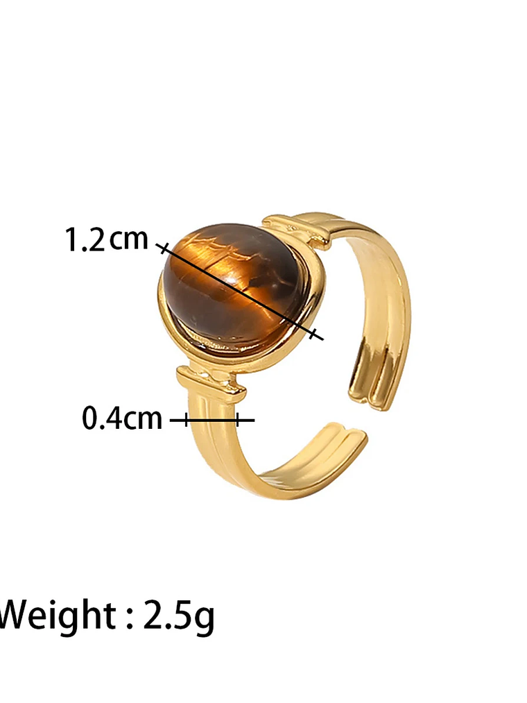 Anillo ovalado de piedra natural ojo de tigre vintage  8
