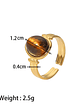 Anillo ovalado de piedra natural ojo de tigre vintage  - Miniatura 8