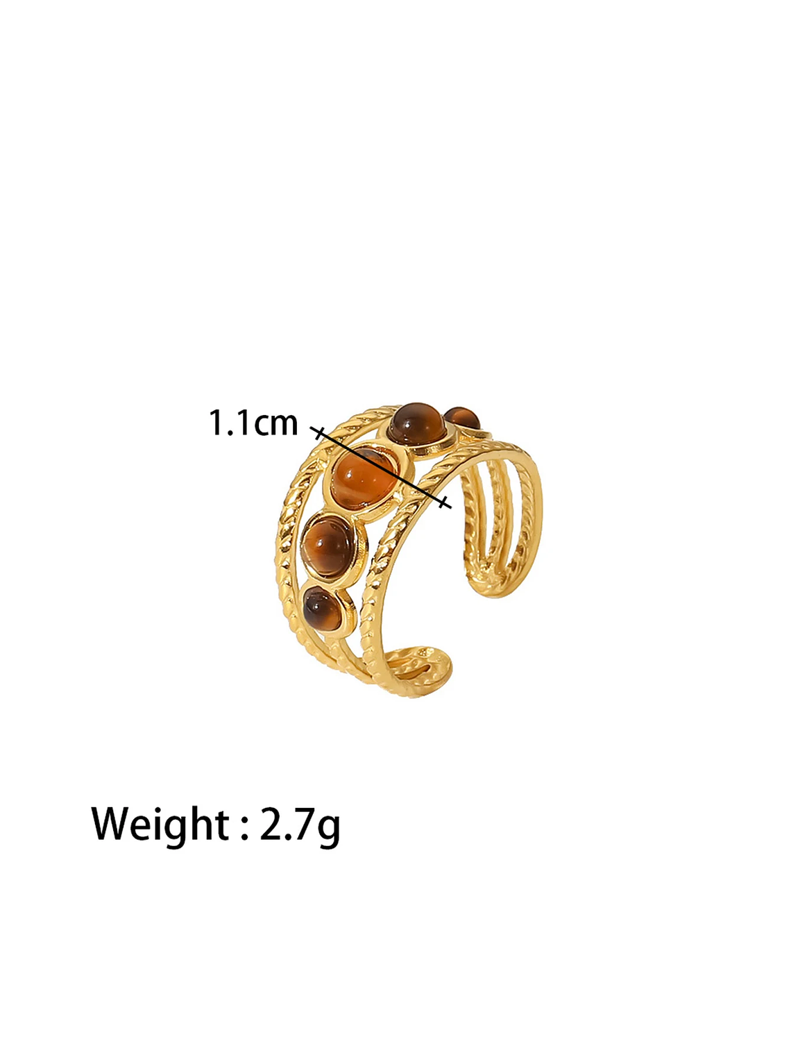 Anillo ovalado de piedra natural ojo de tigre vintage  9