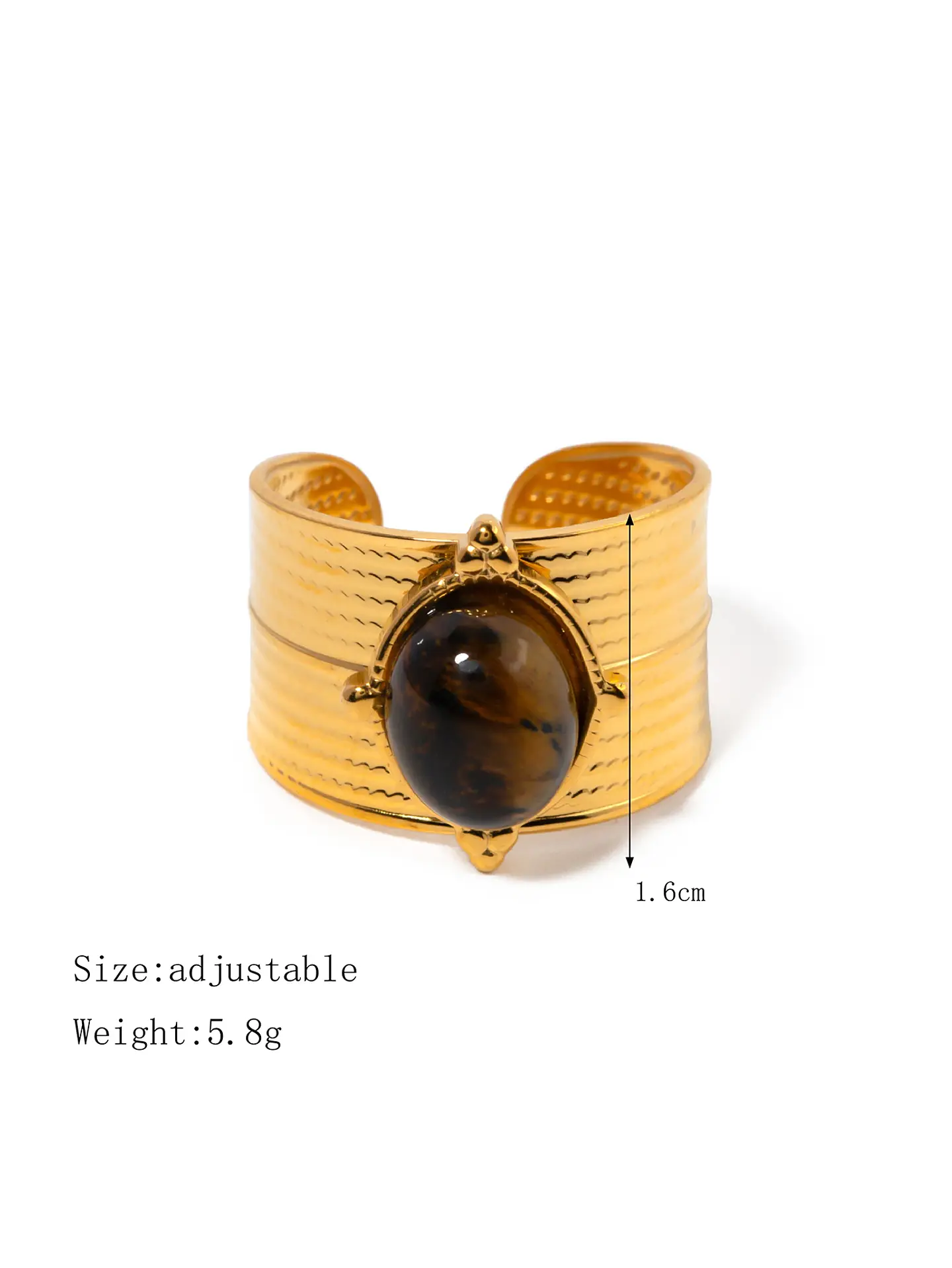 Anillo ovalado de piedra natural ojo de tigre vintage  10