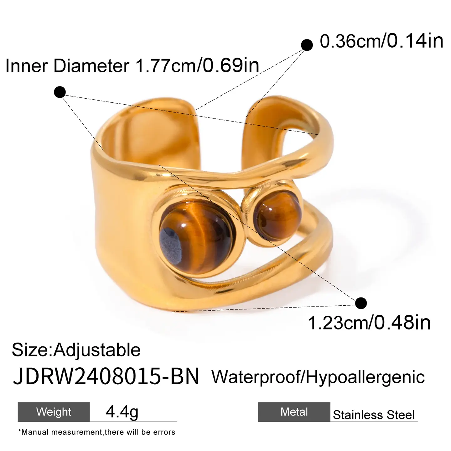 Anillo ovalado de piedra natural ojo de tigre vintage  11