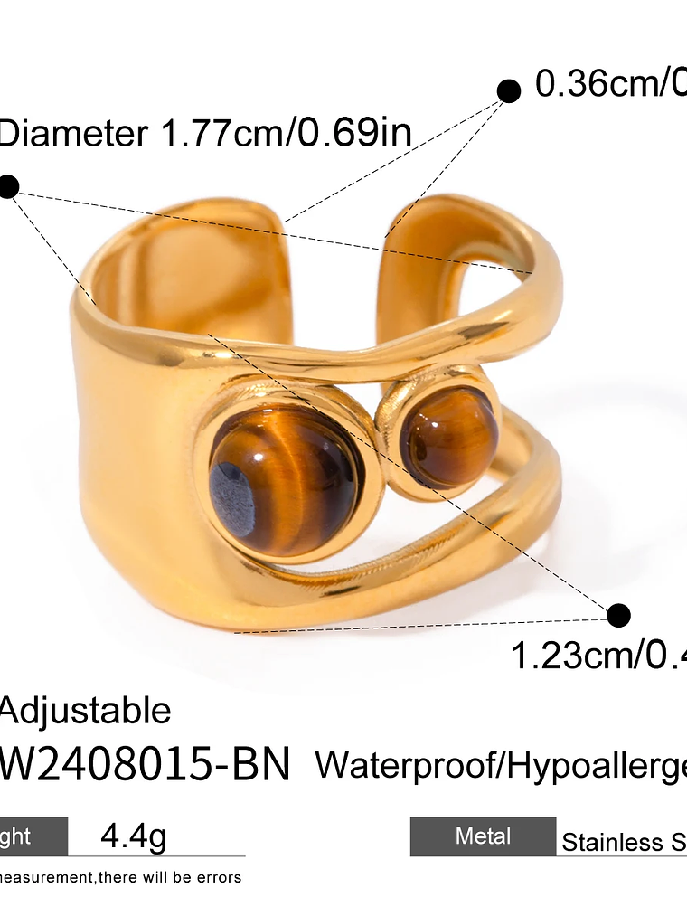 Anillo ovalado de piedra natural ojo de tigre vintage  11