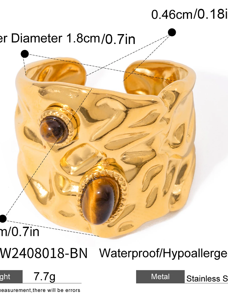 Anillo ovalado de piedra natural ojo de tigre vintage  13