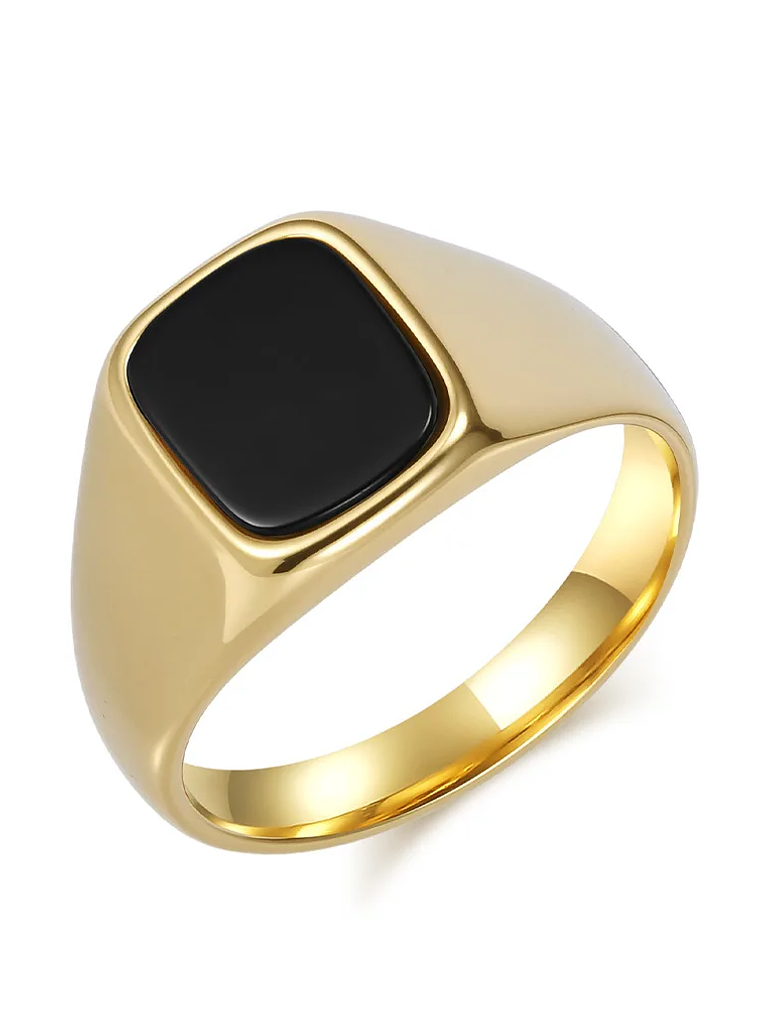 Anillo de sello vintage de acero inoxidable con piedra ojo de tigre  7