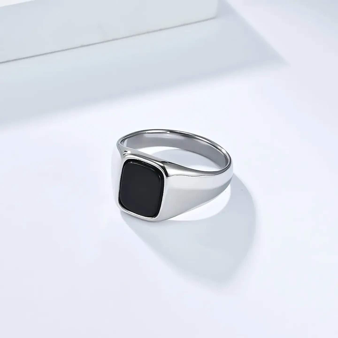 Anillo de sello vintage de acero inoxidable con piedra ojo de tigre  11