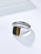 Anillo de sello vintage de acero inoxidable con piedra ojo de tigre  - Miniatura 13