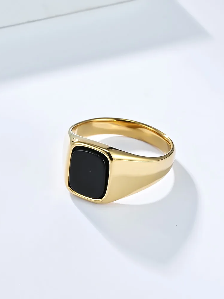 Anillo de sello vintage de acero inoxidable con piedra ojo de tigre  15