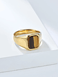 Anillo de sello vintage de acero inoxidable con piedra ojo de tigre  - Miniatura 16