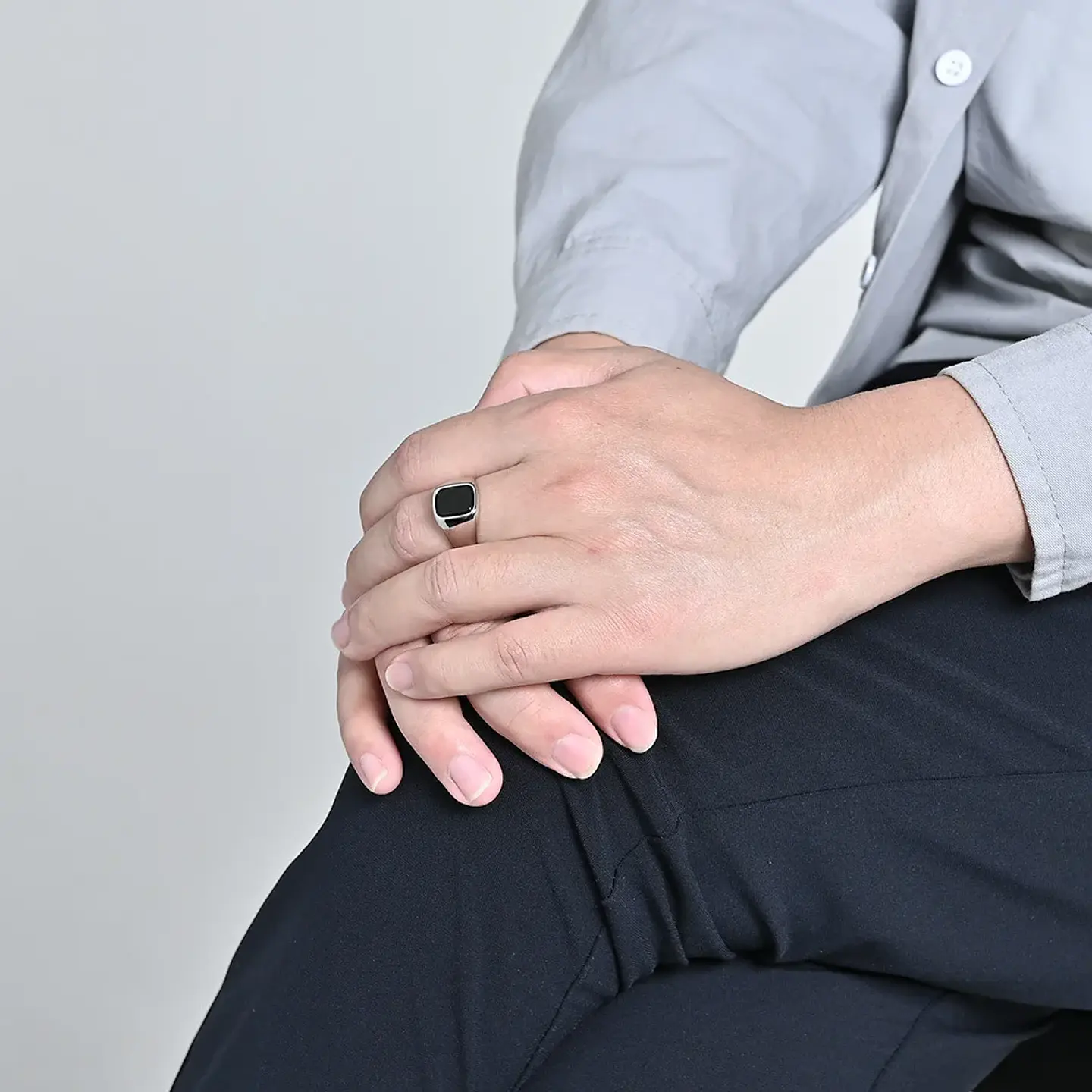 Anillo de sello vintage de acero inoxidable con piedra ojo de tigre  19