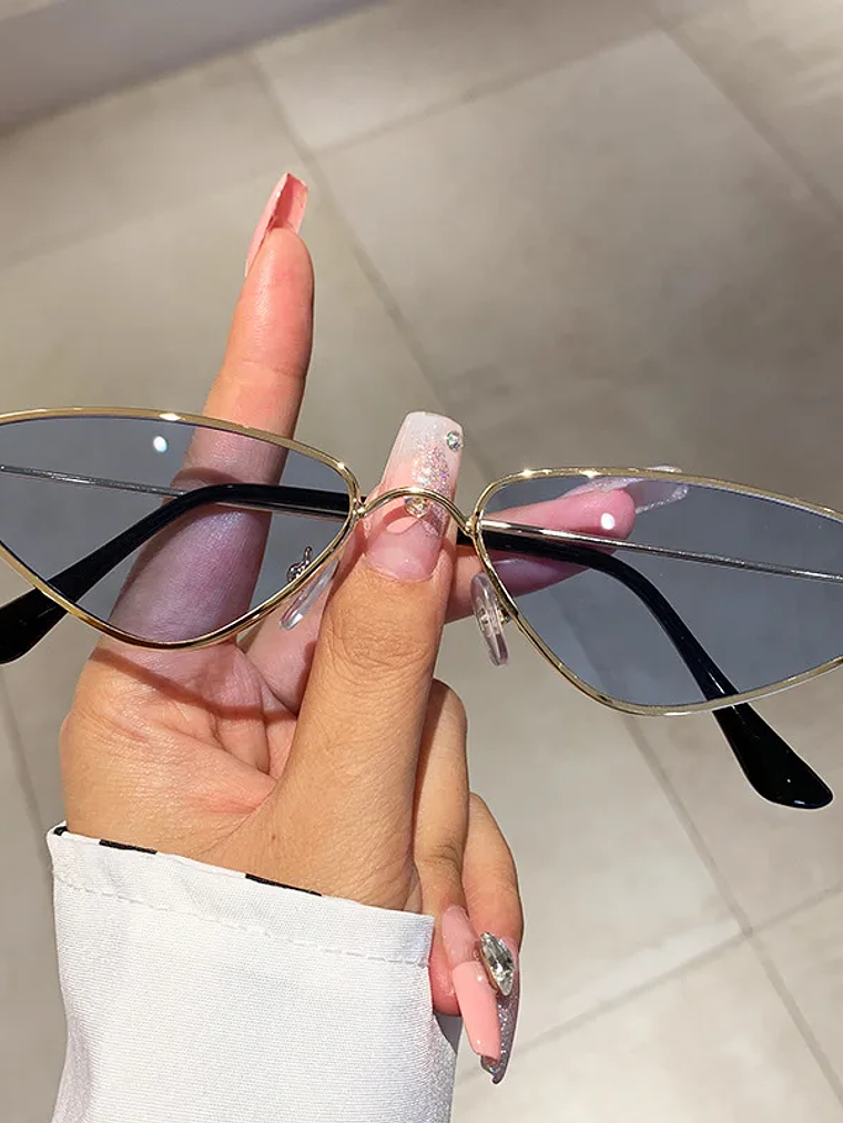 Lentes de sol protección UV400 vintage rectangulares con montura metálica, protección UV400  3