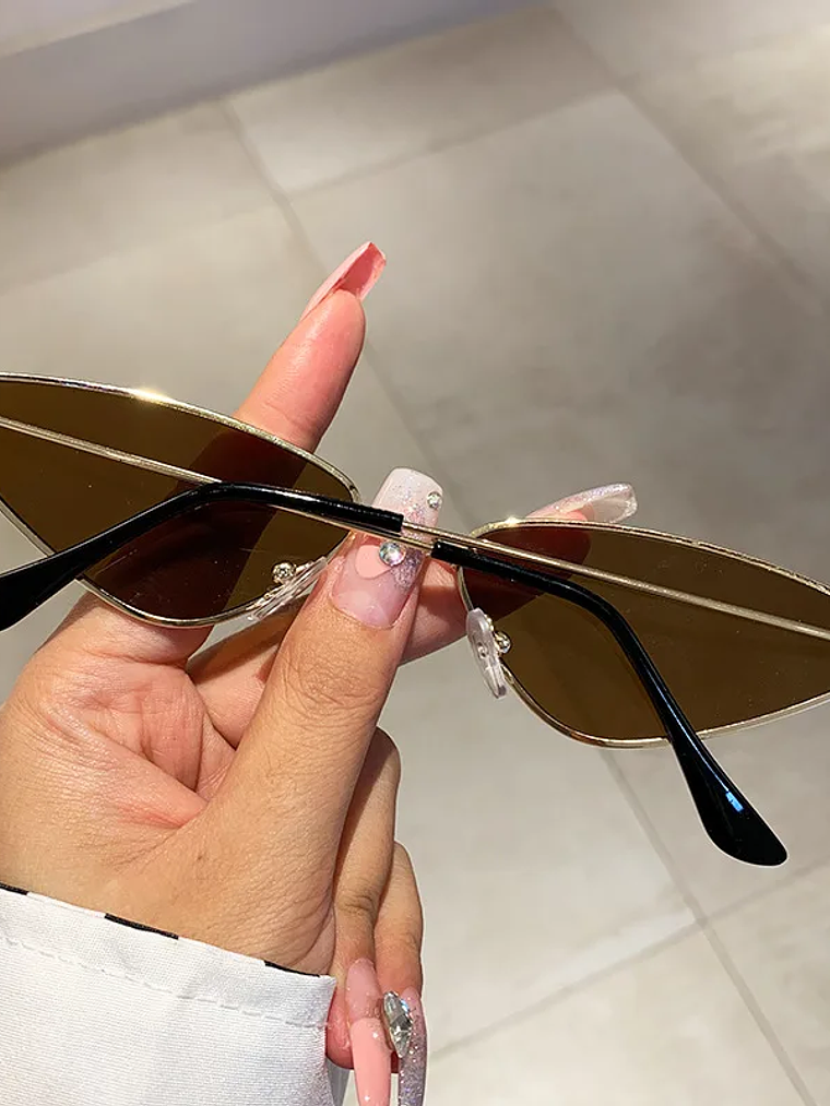 Lentes de sol protección UV400 vintage rectangulares con montura metálica, protección UV400  5