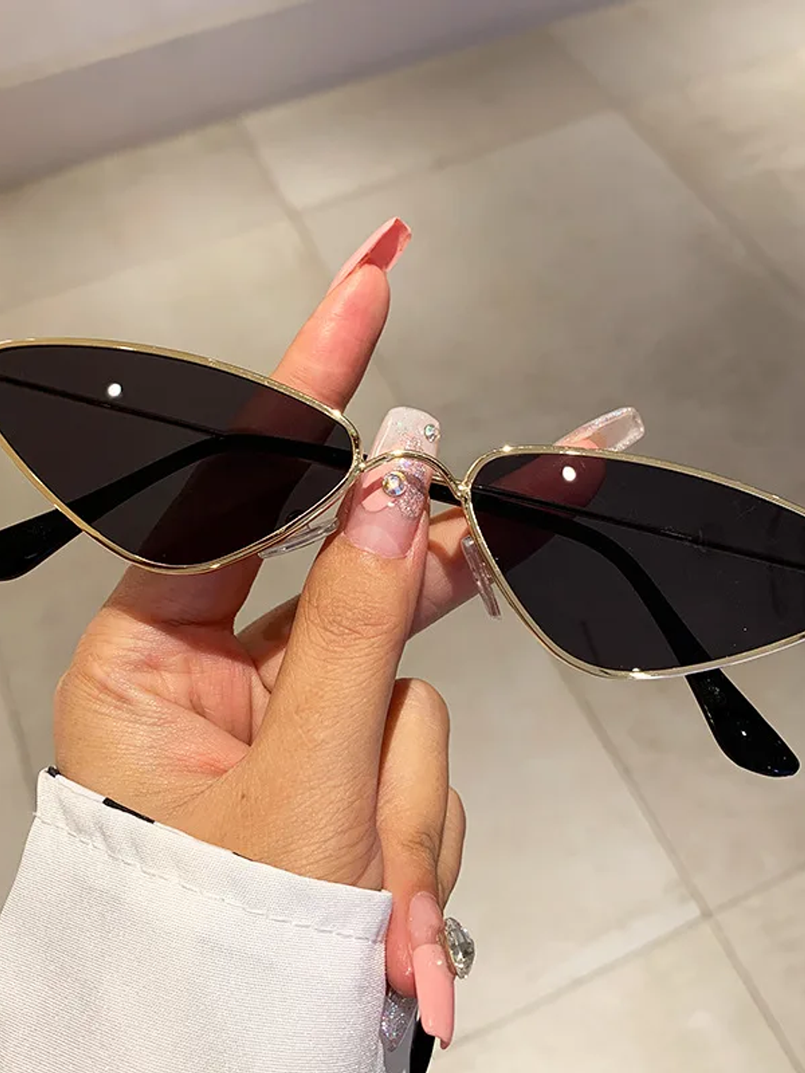 Lentes de sol protección UV400 vintage rectangulares con montura metálica, protección UV400  10