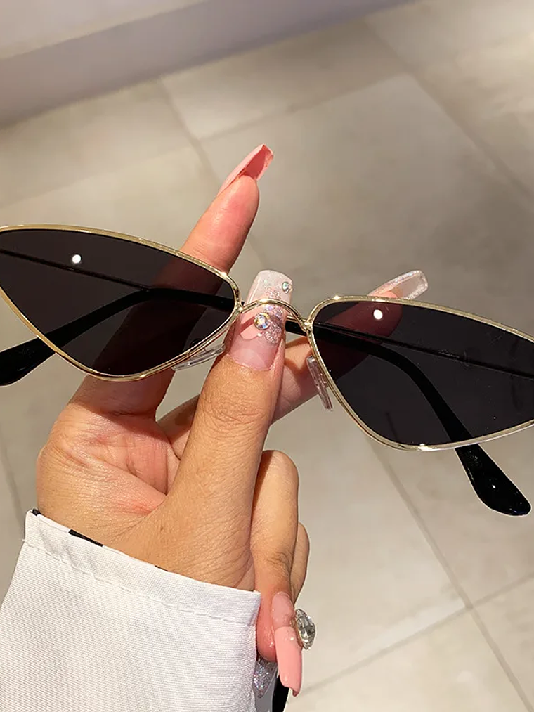 Lentes de sol protección UV400 vintage rectangulares con montura metálica, protección UV400  10