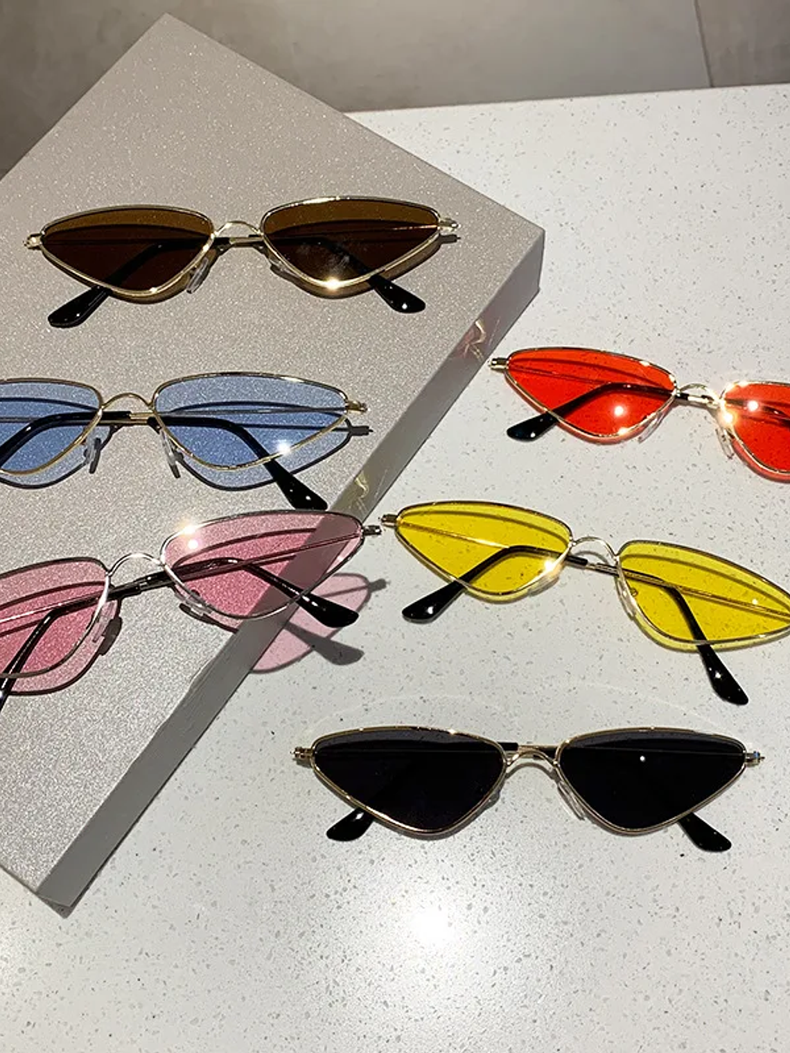 Lentes de sol protección UV400 vintage rectangulares con montura metálica, protección UV400  11