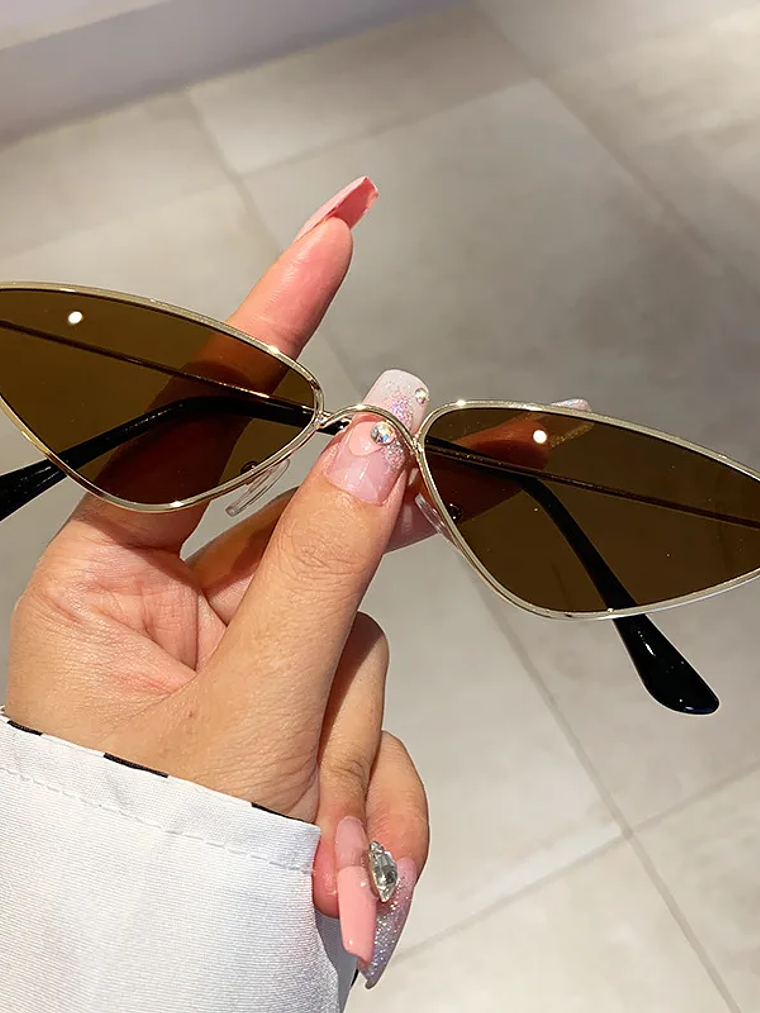 Lentes de sol protección UV400 vintage rectangulares con montura metálica, protección UV400  13