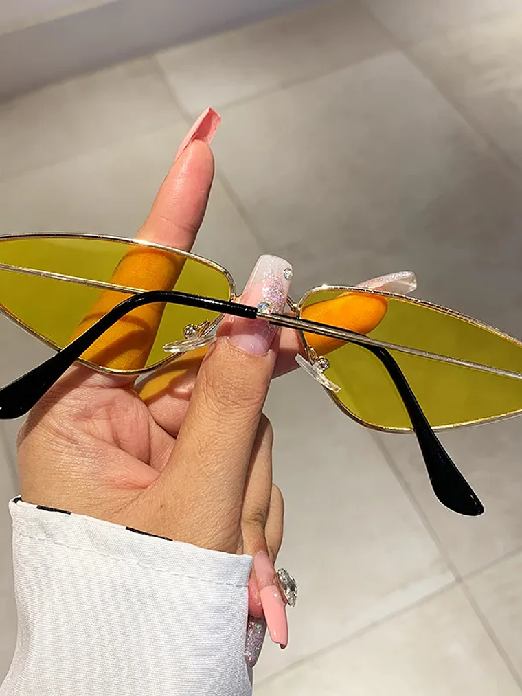 Lentes de sol protección UV400 vintage rectangulares con montura metálica, protección UV400  15