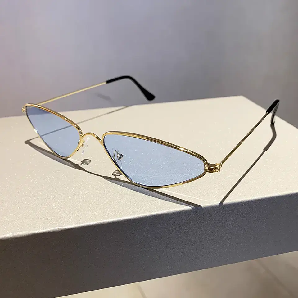 Lentes de sol protección UV400 vintage rectangulares con montura metálica, protección UV400  19