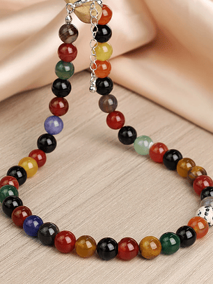 Collar redondo de cornalina de colores de piedra natural