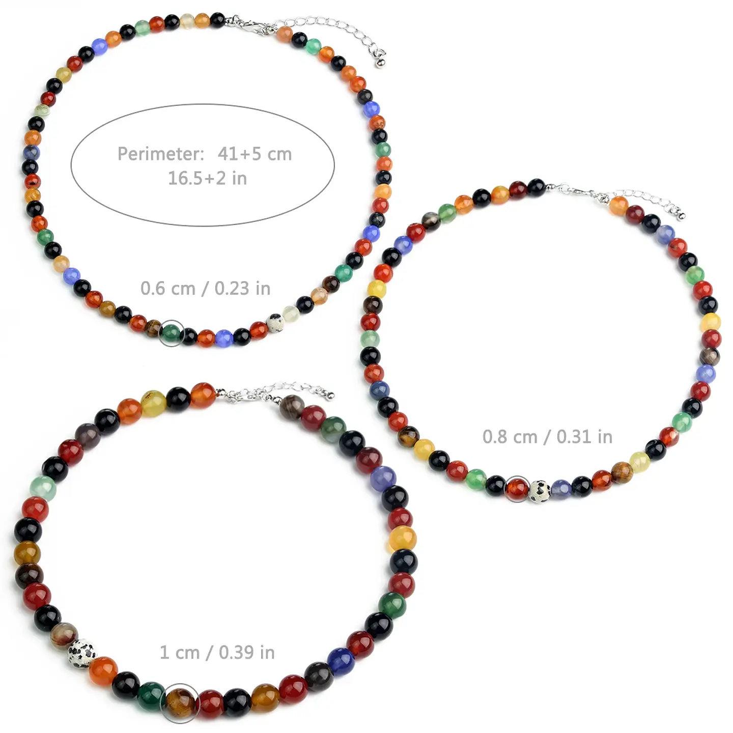 Collar redondo de cornalina de colores de piedra natural 5